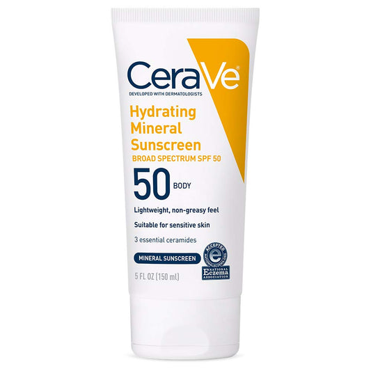 CeraVe Hydrating Mineral Sunscreen Face Lotion – SPF 50 (2.5 oz / ~75 ml)